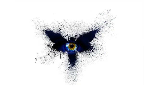 Hermosa Silueta Una Mariposa Colores Azul Oscuro Con Ojo Grande — Foto de Stock