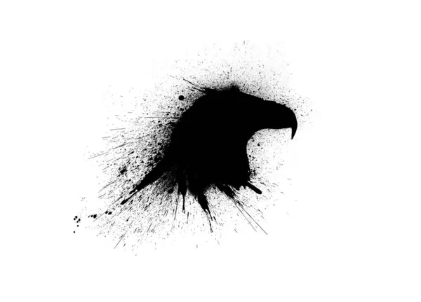 Eagle Head Silhouette Com Respingos Tinta Respingos Manchas Isoladas Fundo — Fotografia de Stock