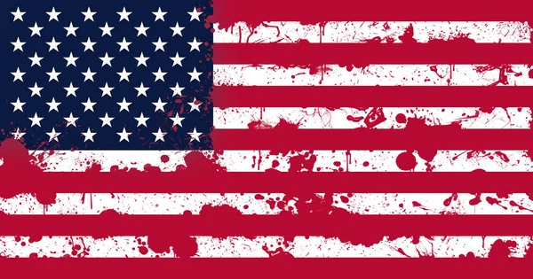 Amerikanische Flagge Mit Blutflecken Nationalflagge Mit Blutspritzern Großes Bild — Stockfoto