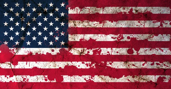 Kan Lekeli Amerikan Bayrağı Kan Lekeleri Olan Amerikan Bayrağı Eski — Stok fotoğraf