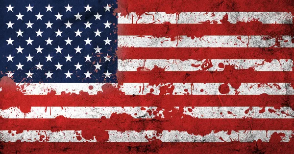 Bandera Americana Con Manchas Sangre Bandera Nacional Estados Unidos Con — Foto de Stock