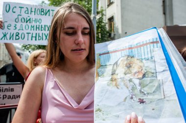 Ukrayna'nın başkanlık yönetimi altında hayvan savunucularının protesto eylemi