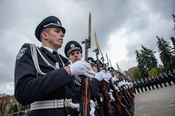 Outubro 2017 Kiev Ucrânia Cadetes Academia Nacional Assuntos Internos Prestam — Fotografia de Stock