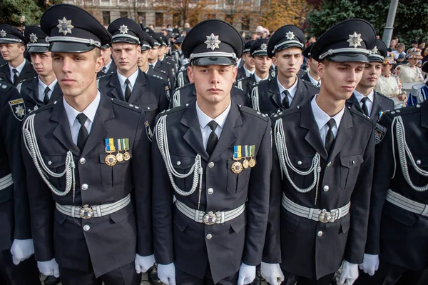 Října 2017 Kyjev Ukrajina Dorostenci Národní Akademie Vnitřních Záležitostí Přísahu — Stock fotografie