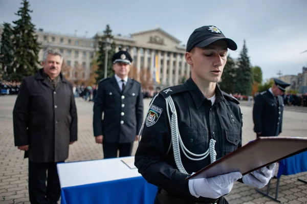 Outubro 2017 Kiev Ucrânia Cadetes Academia Nacional Assuntos Internos Prestam — Fotografia de Stock