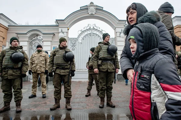 Února 2018 Region Kyjev Ukrajina Protest Proti Akce Podle Rezidence — Stock fotografie