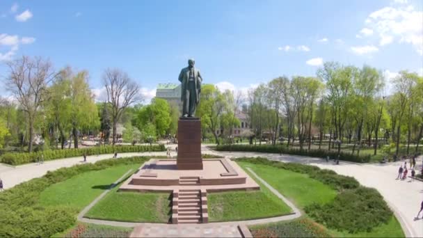 Vista Aérea Parque Cidade Tempo Limpo Paisagens Kiev Cena Primavera — Vídeo de Stock