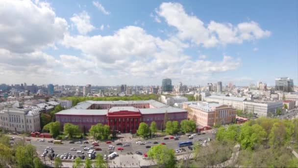 Вид Воздуха Киевские Пейзажи Погода Ясная Спрингтайм — стоковое видео