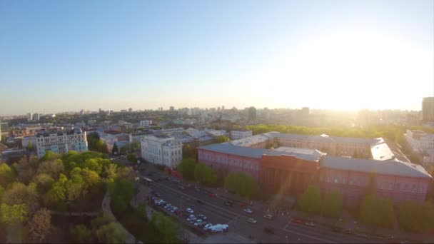 Вид Воздуха Киев Время Красивого Заката Киевские Пейзажи — стоковое видео