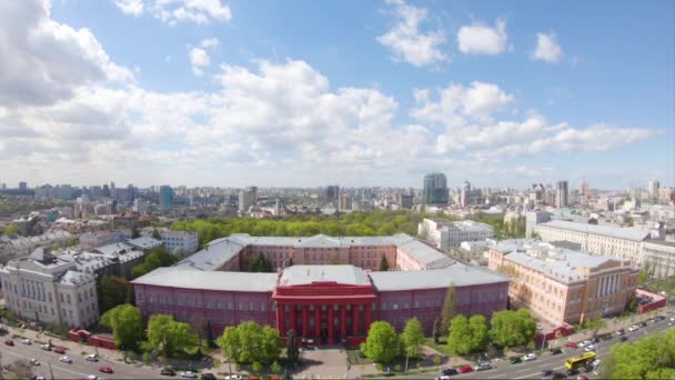 Veduta Aerea Dei Paesaggi Kiev Tempo Limpido Scena Primaverile — Video Stock