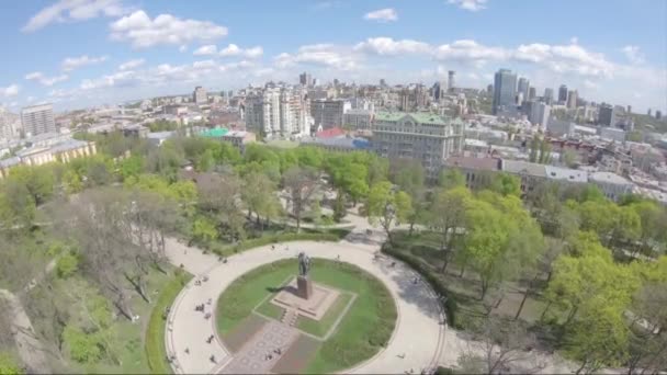 Luchtfoto Van Kiev Landschappen Helder Weer Lente Scène — Stockvideo