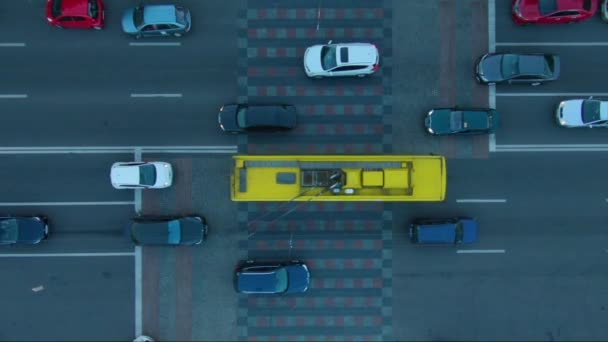 Aerial Top View Traffic Street — Stock Video
