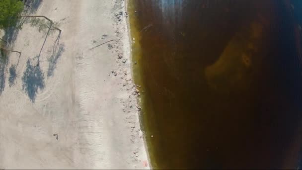 Vista Aérea Reservatório Kiev Bela Paisagem Voo Sobre Praia Florestal — Vídeo de Stock