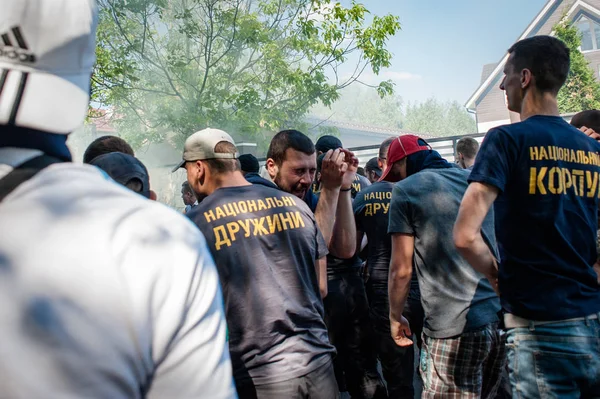 Maio 2018 Região Kiev Ucrânia Confrontos Entre Ativistas Ucranianos Extrema — Fotografia de Stock