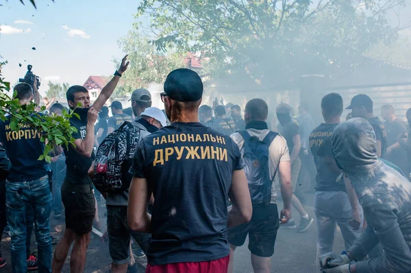 Maio 2018 Região Kiev Ucrânia Confrontos Entre Ativistas Ucranianos Extrema — Fotografia de Stock