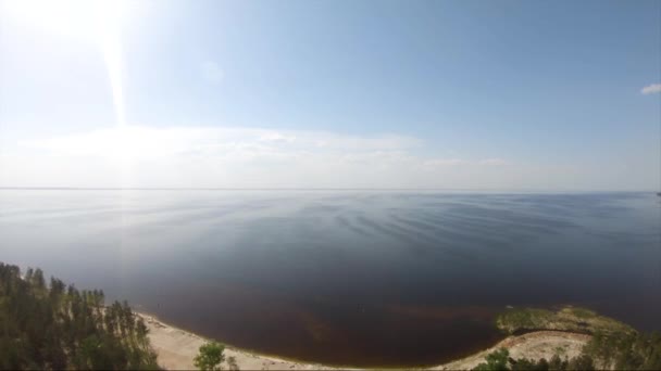 Vista Aérea Reservatório Kiev Bela Paisagem Voo Sobre Praia Florestal — Vídeo de Stock