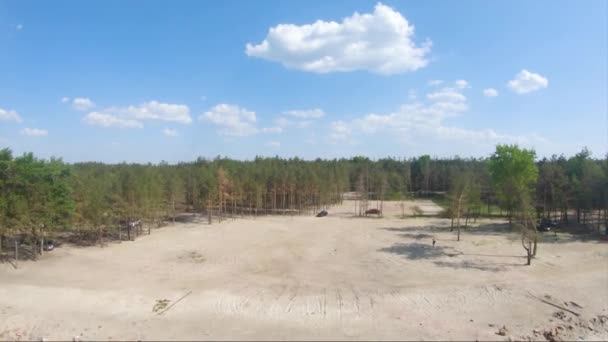Luftaufnahme Des Kiewer Stausees Schöne Landschaft Flug Über Waldstrand — Stockvideo