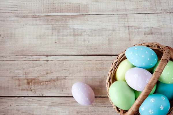 Fondo Pascua Con Huevos Pascua Cesta Semana Santa Huevos Pascua — Foto de Stock