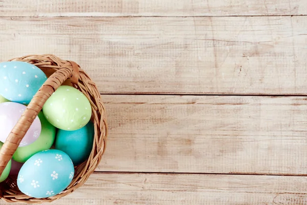 Fondo Pascua Con Huevos Pascua Cesta Semana Santa Huevos Pascua — Foto de Stock