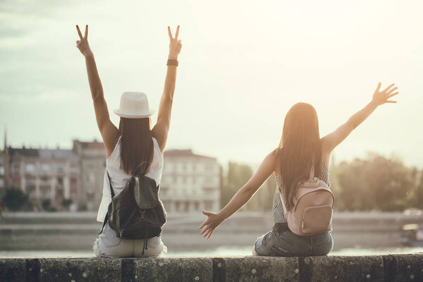 Two women in the city