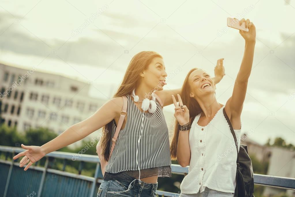 Two women in the city