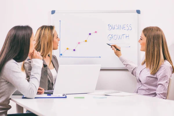 Tre Donne Affari Incontrano Nel Loro Ufficio — Foto Stock