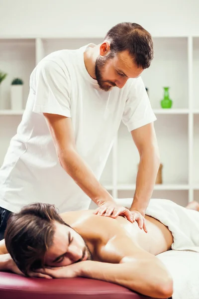 Young Man Having Massage Spa Treatment — Stock Photo, Image