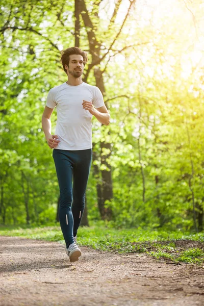 Young Man Jogging Park — Stock Photo, Image