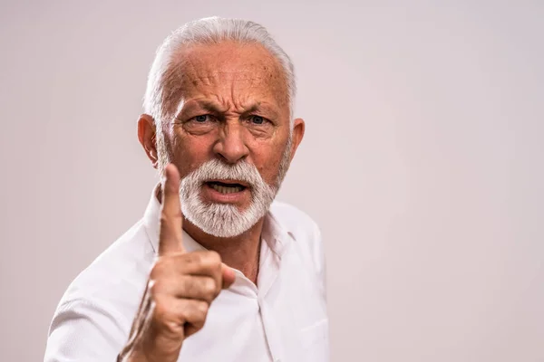 Portrait Angry Senior Man Who Threatens — Stock Photo, Image