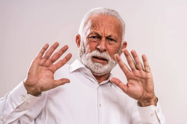 Portrait Senior Man Who Scared Something — Stock Photo, Image