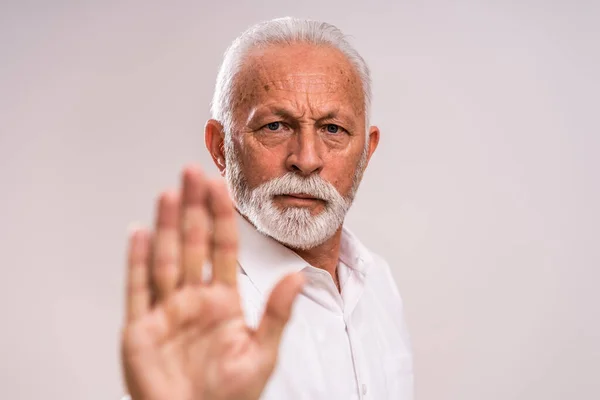 Portrait Serious Authoritative Senior Man — Stock Photo, Image