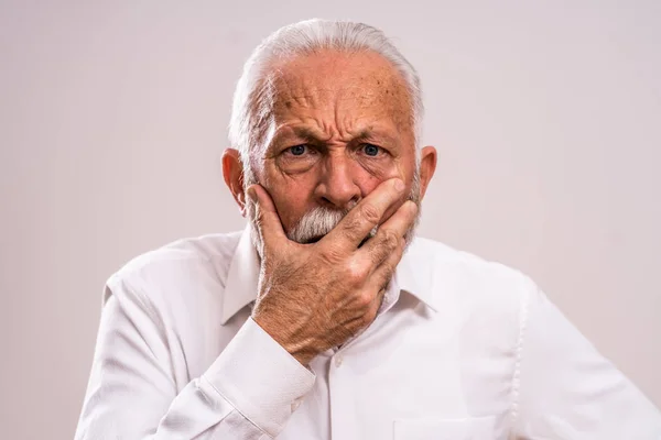 Portrait Surprised Shocked Senior Man — Stock Photo, Image