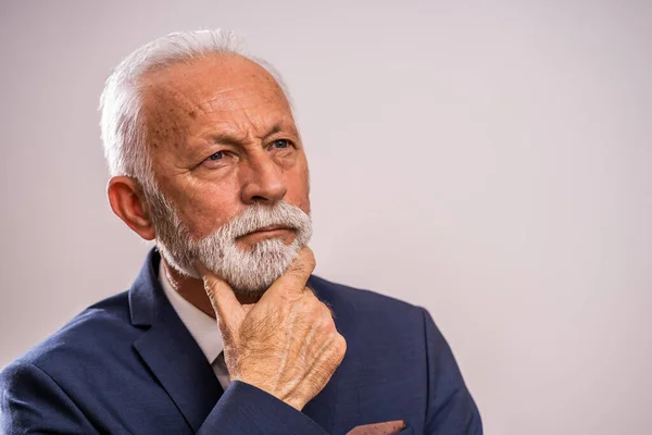 Portrait Serious Pensive Senior Businessman — Stock Photo, Image