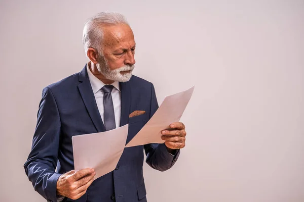 Portrait Serious Pensive Senior Businessman — Stock Photo, Image