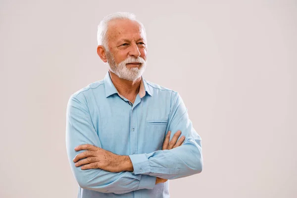 Portrait Senior Man Who Looking Away — Stock Photo, Image