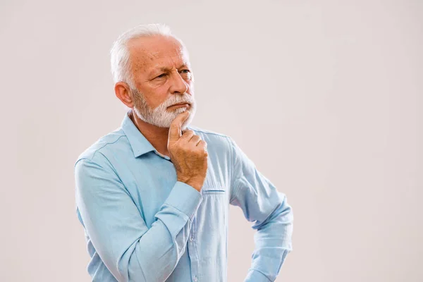 Portrait Pensive Serious Senior Man — Stock Photo, Image