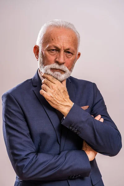Portrait Serious Authoritative Senior Businessman — Stockfoto