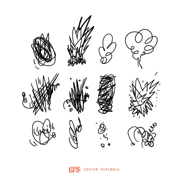 Scribble line design art elements. May use as brush