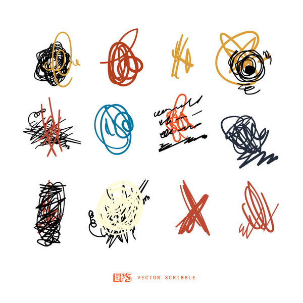 Scribble line design art elements. May use as brush