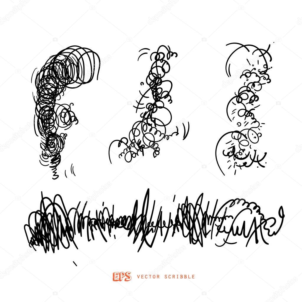Scribble line design art elements. May use as brush — Stock Vector