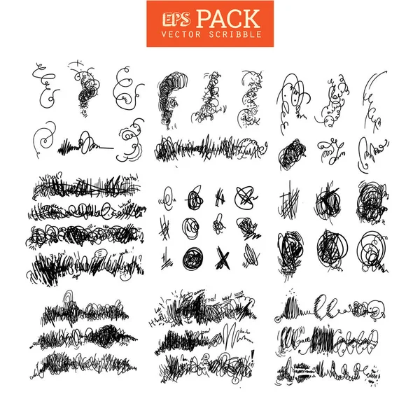 Pack of scribble elements. You can use it as brush — Stock Vector