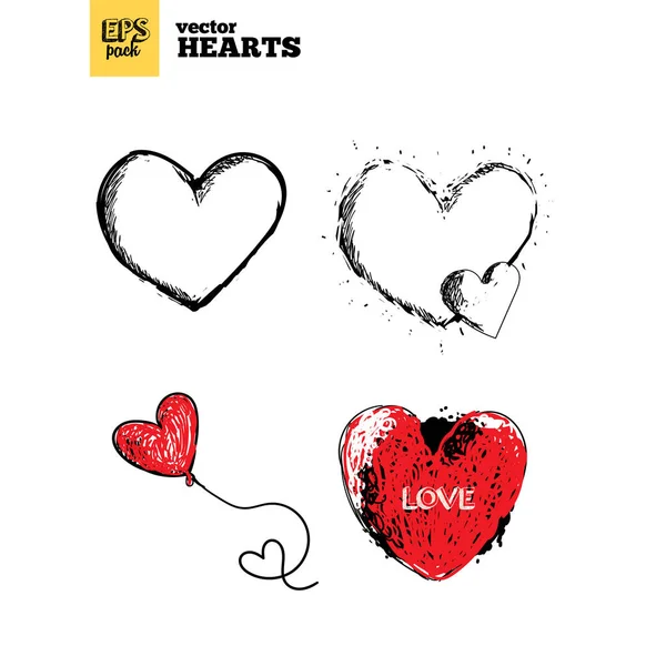 Collection pack of vector hearts — Stock Vector