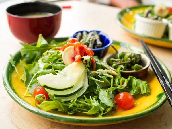 Healthy Japanese vegan salad on a plate