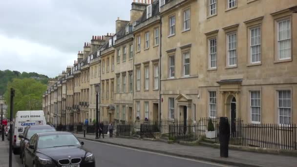 Красивая Старая Улица Лондоне Бате Англия — стоковое видео