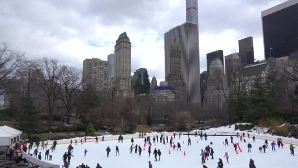 Patinadores Sobre Hielo Central Park Nueva York — Vídeos de Stock