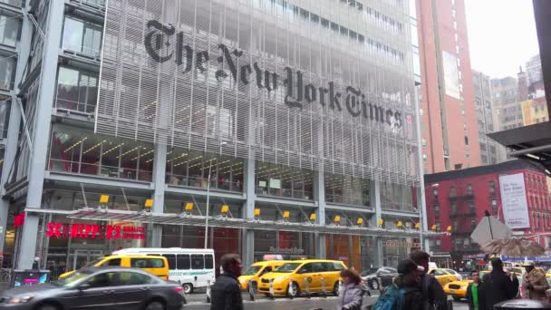 Establecimiento Del Plano Del Edificio Del New York Times — Vídeos de Stock