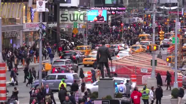 Menschenmengen Von Autos Und Fußgängern Auf Dem Times Square New — Stockvideo