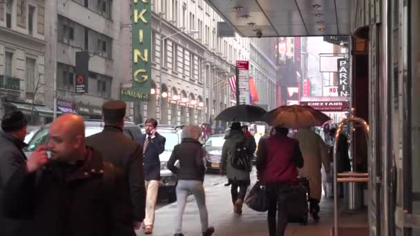 Uma Cena Rua Cidade Nova York Chuva — Vídeo de Stock