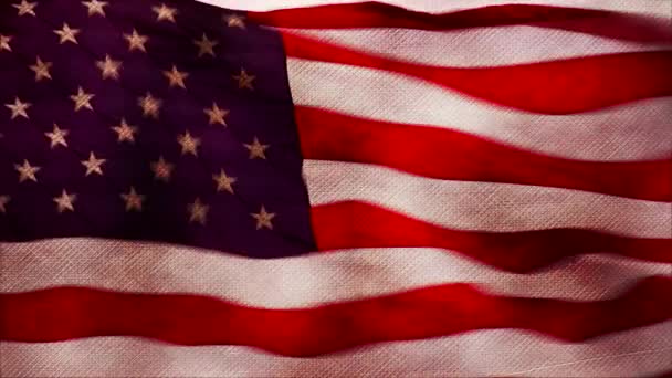 Egy Animált Amerikai Zászló Repül Szélben Megállás Közben — Stock videók