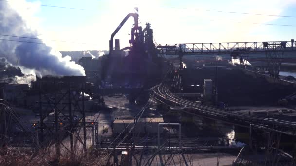 Establishing Shot Busy Steel Mill — Stock Video